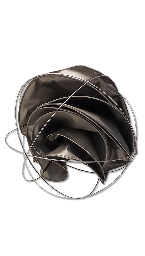 Big metal and satin headgear